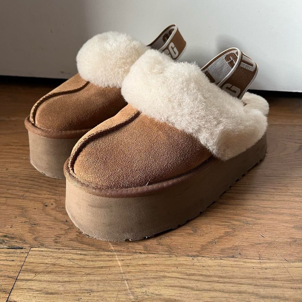 UGG Funkette Tan Platform Slippers
